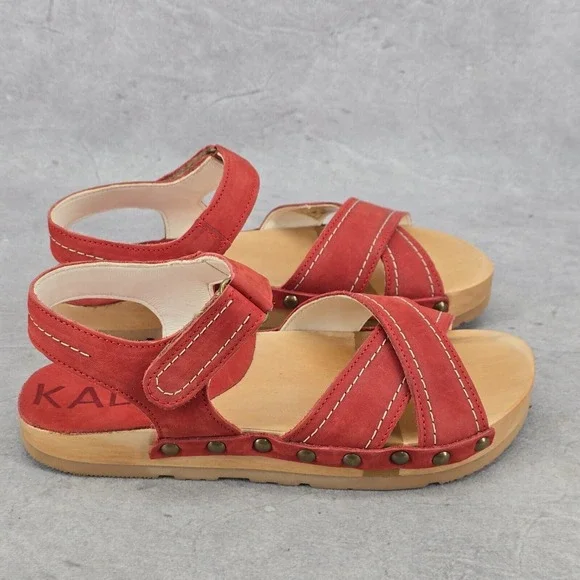 Rare New Kalso Earth‎ Shoes Womens Size 6 Serene Red Cherry Leather Sandals